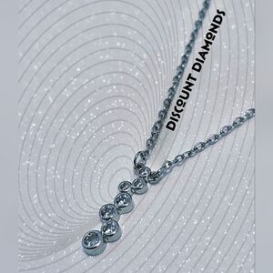 Clear White Round Diamond Pendant Necklace 10K White Gold on 925 Silver